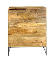 Elm Home And Garden Solid Mango Wood 2+3 Chest Of Drawers Light Oak Finish Fully Assembled 105Cm High X 90Cm Wide X 42Cm Deep - thumbnail 2