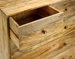 Elm Home And Garden Solid Mango Wood 2+3 Chest Of Drawers Light Oak Finish Fully Assembled 105Cm High X 90Cm Wide X 42Cm Deep - thumbnail 7