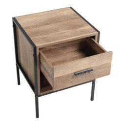 Darphe Wooden Bedside Table Nightstand 1 Drawer Chest Cabinet With Storage Shelf Brown - thumbnail 5