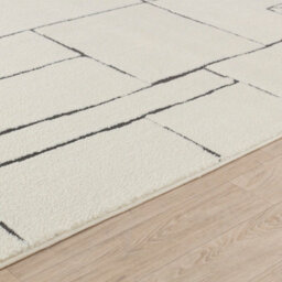 Livabliss Freud-Modern Ivory Black High Pile Living Dining Bedroom Rug 160 X 213 Cm Easy Care, Non Shedding - thumbnail 3