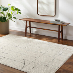 Livabliss Freud-Modern Ivory Black High Pile Living Dining Bedroom Rug 160 X 213 Cm Easy Care, Non Shedding - thumbnail 2