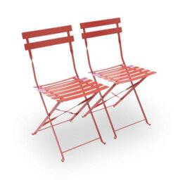 Sweeek - Square 2-Seater Folding Metal Bistro Garden Table With 2 Chairs Terracotta 70X70X71 Cm - Emilia - thumbnail 8
