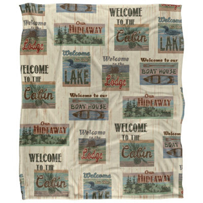 Jq Licensing Jl-Jp Welcome To The Cabin Lake Signs Silky Supersoft Blanket Multicoloured/multicoloured (One Size, One Size) - image 1