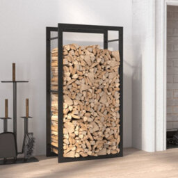 Walplus Firewood Rack Matt Black 50X28X94 Cm Steel