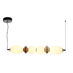 Luminosa Lighting Luminosa Balos Bar Pendant Ceiling Light Matt Black With Opal, Brown, Ceramic Shades 3000K Warm White - thumbnail 2