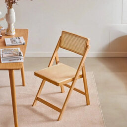 2X Solid Wood Bamboo Rattan Seat Folding Chairs Wooden Kitchen Garden Furniture - thumbnail 6
