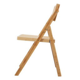 2X Solid Wood Bamboo Rattan Seat Folding Chairs Wooden Kitchen Garden Furniture - thumbnail 4