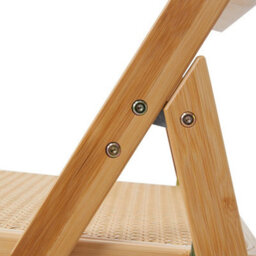 2X Solid Wood Bamboo Rattan Seat Folding Chairs Wooden Kitchen Garden Furniture - thumbnail 5