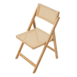 2X Solid Wood Bamboo Rattan Seat Folding Chairs Wooden Kitchen Garden Furniture - thumbnail 1