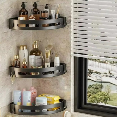 3Pcs Bathroom Corner Shelf Suction Cup Wall Mounted Storage Organizer Rack No Drill - image 1