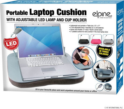 Grey Portable Cushioned Laptop Tray Adjustable Led Lamp Lightweight Cup Holder - image 1