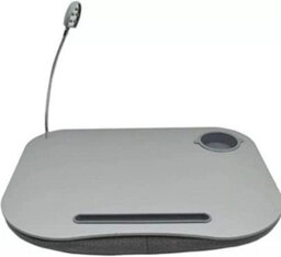 Grey Portable Cushioned Laptop Tray Adjustable Led Lamp Lightweight Cup Holder - thumbnail 3