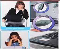 Grey Portable Cushioned Laptop Tray Adjustable Led Lamp Lightweight Cup Holder - thumbnail 2