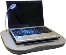 Grey Portable Cushioned Laptop Tray Adjustable Led Lamp Lightweight Cup Holder - thumbnail 4