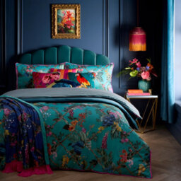 Laurence Llewelyn-Bowen Cotswald Fantasia Floral Print 200 Thread Count Cotton Teal Duvet Cover Set - thumbnail 4
