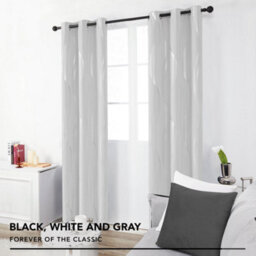Deconovo Wave Line Foil Printed Thermal Blackout Curtains Eyelet Curtains For Bedroom 52 X 72 Inch Greyish Wihte Two Panels - thumbnail 4