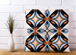 Warren Reed Designer Brown And Blue Geometric Pattern Cushions 60Cm X 60Cm - thumbnail 2