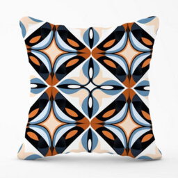 Warren Reed Designer Brown And Blue Geometric Pattern Cushions 60Cm X 60Cm - thumbnail 1