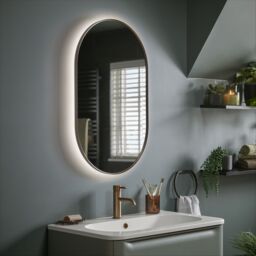 Sensio Nebula Bronze effect Oval Wall-mounted Bathroom Illuminated Contemporary Illuminated mirror (H)80cm (W)50cm