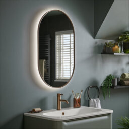Sensio Nebula Bronze Effect Oval Wall-Mounted Bathroom Illuminated Contemporary Illuminated Mirror (H)80Cm (W)50Cm - thumbnail 1