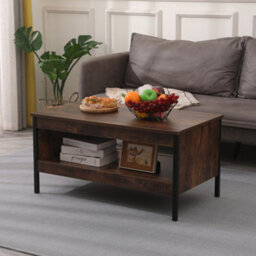 Furniturehmd Industrial Side Table Coffee Table End Table Living Room Storage Table With Metal Frame For Home Office - thumbnail 1