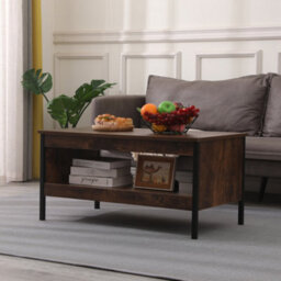 Furniturehmd Industrial Side Table Coffee Table End Table Living Room Storage Table With Metal Frame For Home Office - thumbnail 3