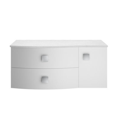 Hudson Reed Sarenna Wall Hung Lh 2 Drawer Vanity Unit & White Marble Top, Moon White, 1012 X 504 X 446mm - image 1