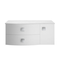 Hudson Reed Sarenna Wall Hung Lh 2 Drawer Vanity Unit & White Marble Top, Moon White, 1012 X 504 X 446mm - thumbnail 1