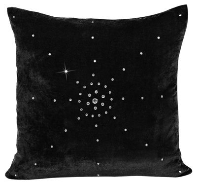 Intimates Premium Velvet Soft Touch Cushion, Home Decor Sofa Cushion In Modern Chic Colours With Durable Zip Closure - Black
