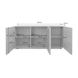 Sweeek - Kuba 3-Door Walnut Wood Effect Sideboard L 160 X D 43 X H 75Cm - thumbnail 6