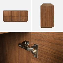 Sweeek - Kuba 3-Door Walnut Wood Effect Sideboard L 160 X D 43 X H 75Cm - thumbnail 4