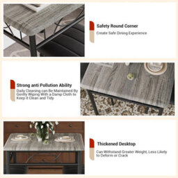London Boutique Apartment Dining Table Set For 2 Square Dinner Table Sets With 2 Upholstered Chairs - thumbnail 3