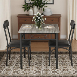 London Boutique Apartment Dining Table Set For 2 Square Dinner Table Sets With 2 Upholstered Chairs - thumbnail 7