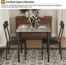 London Boutique Apartment Dining Table Set For 2 Square Dinner Table Sets With 2 Upholstered Chairs - thumbnail 4