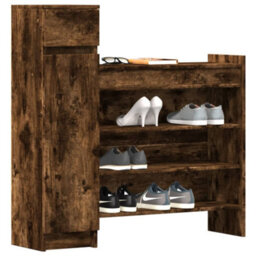 Walplus Shoe Cabinet Smoked Oak 100.5X28X100 Cm Engineered Wood - thumbnail 4