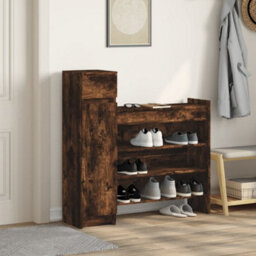 Walplus Shoe Cabinet Smoked Oak 100.5X28X100 Cm Engineered Wood - thumbnail 3