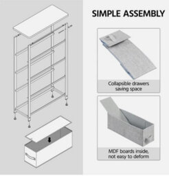 Storage Tower With 4 Fabric Drawers Vertical Slim Chest Of Drawers For Home - thumbnail 7