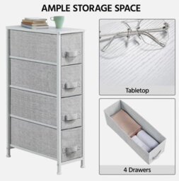 Storage Tower With 4 Fabric Drawers Vertical Slim Chest Of Drawers For Home - thumbnail 6