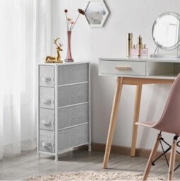 Storage Tower With 4 Fabric Drawers Vertical Slim Chest Of Drawers For Home