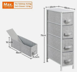 Storage Tower With 4 Fabric Drawers Vertical Slim Chest Of Drawers For Home - thumbnail 2
