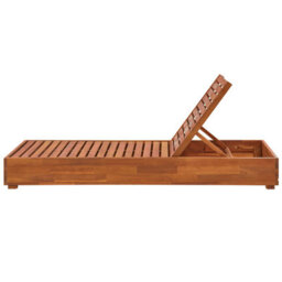 Beliani Sun Lounger With Cushion Fanano Reclining Acacia Wood Brown - thumbnail 7