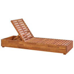 Beliani Sun Lounger With Cushion Fanano Reclining Acacia Wood Brown - thumbnail 4