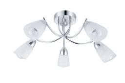 GoodHome Trivia Glass & Metal Chrome Effect 5 Lamp Led Ceiling Light - thumbnail 2