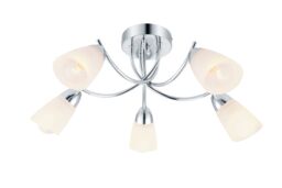 GoodHome Trivia Glass & Metal Chrome Effect 5 Lamp Led Ceiling Light - thumbnail 3