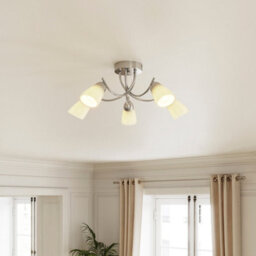 GoodHome Trivia Glass & Metal Chrome Effect 5 Lamp Led Ceiling Light - thumbnail 1