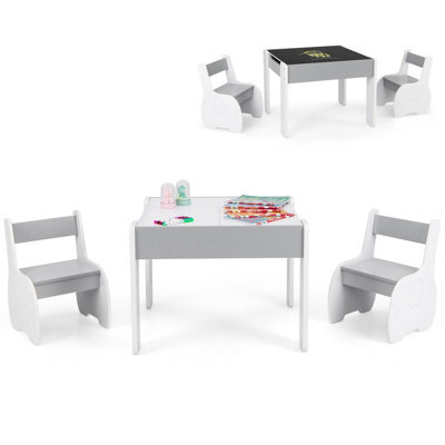 Gainoom Kids Study Grey Desk Chair Set Reading Playing Stand Ergonomic Writing Table Set For Toddlers - image 1
