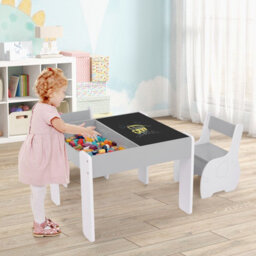 Gainoom Kids Study Grey Desk Chair Set Reading Playing Stand Ergonomic Writing Table Set For Toddlers - thumbnail 3
