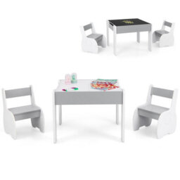 Gainoom Kids Study Grey Desk Chair Set Reading Playing Stand Ergonomic Writing Table Set For Toddlers
