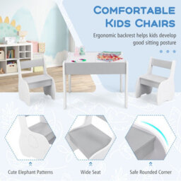 Gainoom Kids Study Grey Desk Chair Set Reading Playing Stand Ergonomic Writing Table Set For Toddlers - thumbnail 6