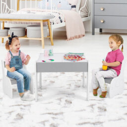 Gainoom Kids Study Grey Desk Chair Set Reading Playing Stand Ergonomic Writing Table Set For Toddlers - thumbnail 5